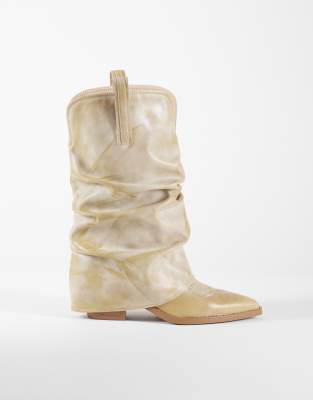 Simmi London - Ituama - Ankle-Boots in Steinbeige mit niedrigem Umschlag-Neutral