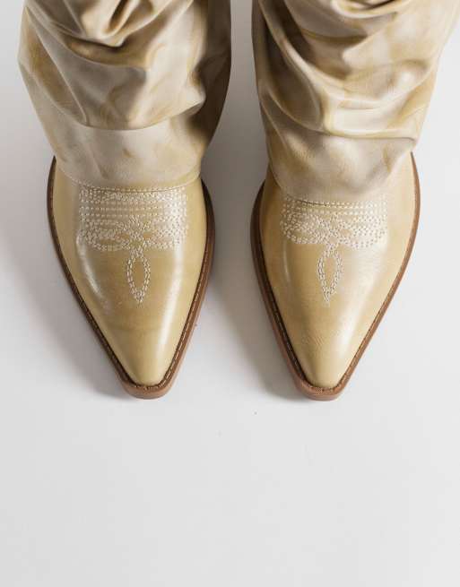 Simmi London - Ituama - Lave beige ankelstøvler med foldekant, 2 af 4