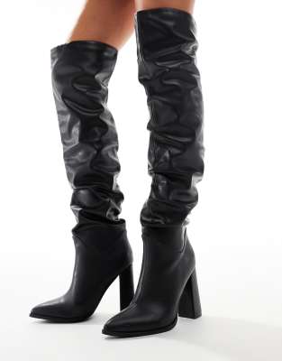 Simmi Shoes Simmi London Jacq Over The Knee Ruched Boot In Black