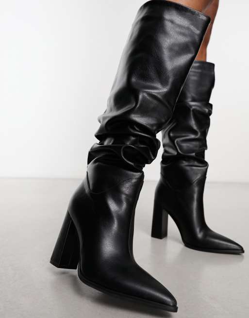 Simmi London – Jacques – Svarta knähöga boots med rysch, 2 av 4