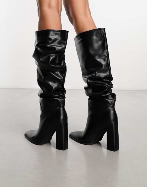 Simmi London – Jacques – Svarta knähöga boots med rysch, 3 av 4