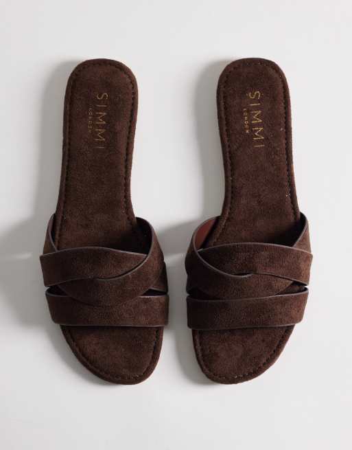 SIMMI London - Jade - Platte sandalen in espresso suedette, 2 van 4