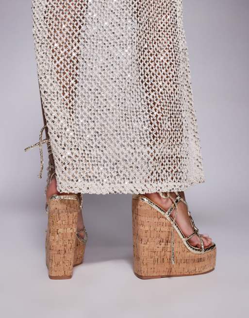 SIMMI London - Jadey - Chaussures compensées à lanières et talon haut - Doré, 2 de 4