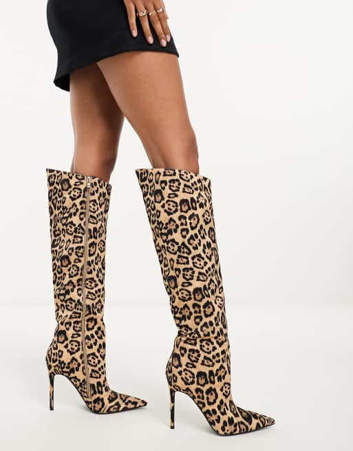 Leopard print boots hot sale knee high