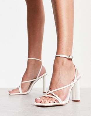 Simmi London Jamilah strappy heels in white snake - ASOS Price Checker