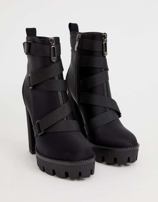 Simmi London - Jemma - Bottines en lycra à gros talons - Noir, 2 de 4