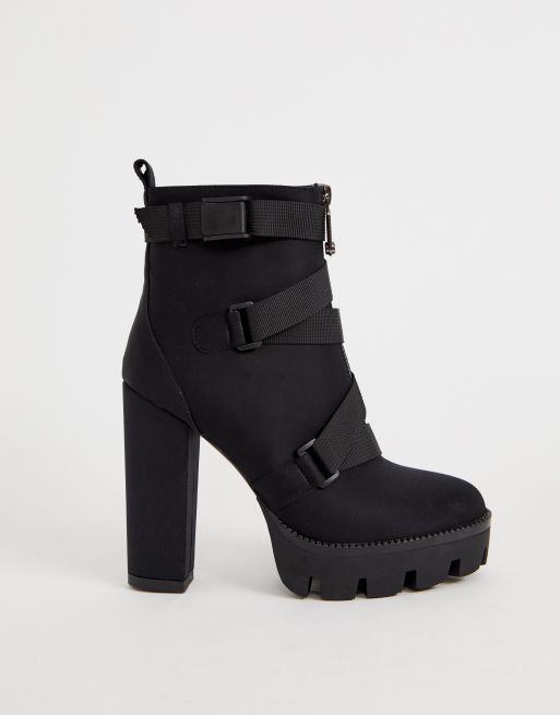 Simmi London - Jemma - Bottines en lycra à gros talons - Noir, 3 de 4