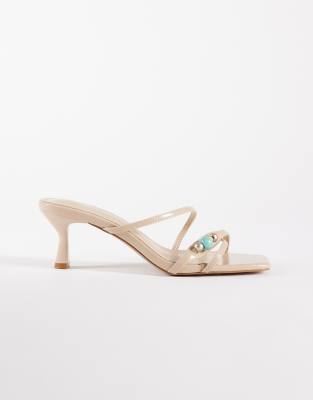 Simmi Shoes Simmi London Jenny Kitten Heel Sandals With Beads In Multi