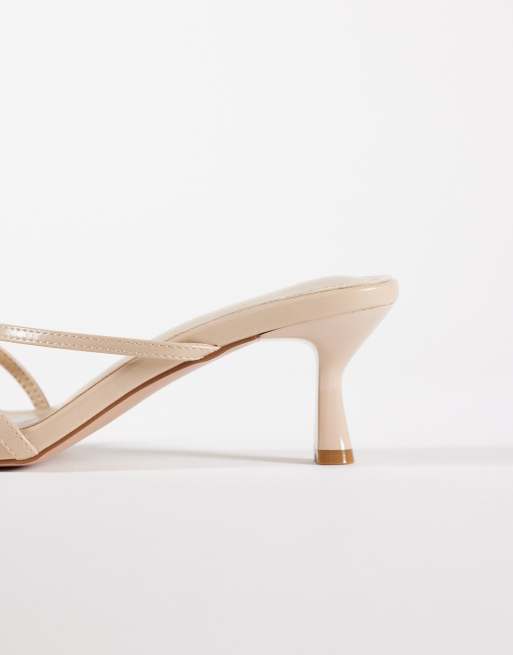 Simmi London Jenny kitten heel sandals with beads in beige, 4 of 4