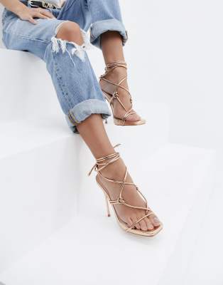 gold tie heels
