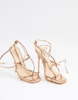 rose gold heels tie up