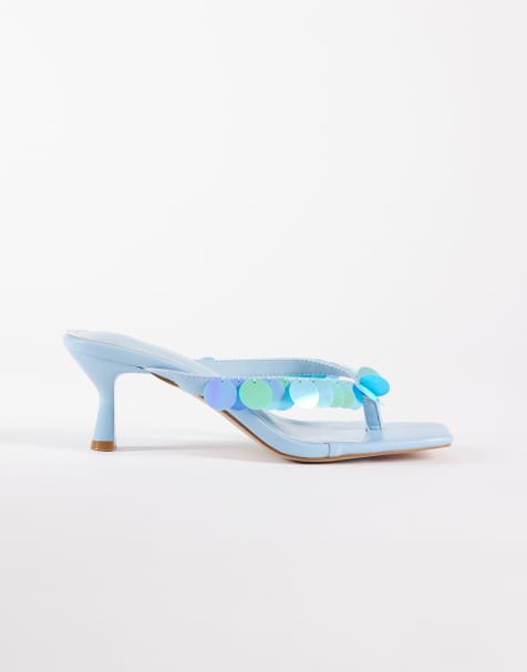 Simmi London - Jenny - Teensandalen met kitten hak en lovertjes in blauw - view 1