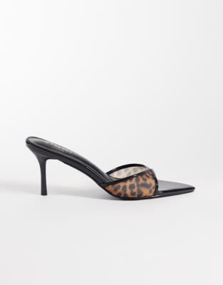 Simmi London Jessyca heeled mules in leopard mesh | ASOS