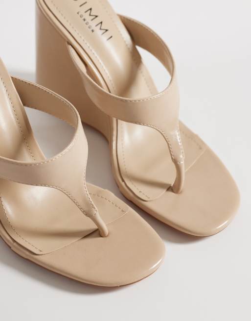 Simmi London – Jodie – Beige sandaler med kilklackar, 2 av 4