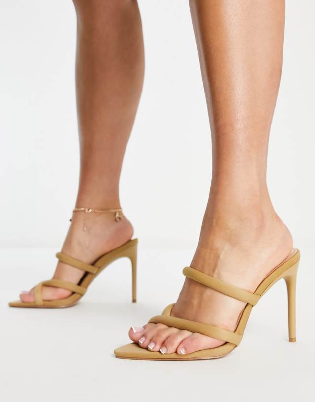 Simmi London Joella mid heel sandal with padded straps in beige