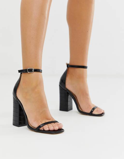 simmi london joyce heeled ankle boots in black croc