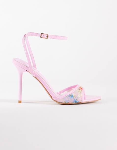 SIMMI London – Juby – Rosa klacksandaler med blombroderi - view 1
