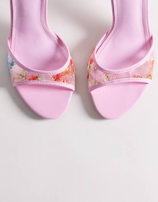 SIMMI London – Juby – Rosa klacksandaler med blombroderi, 2 av 4