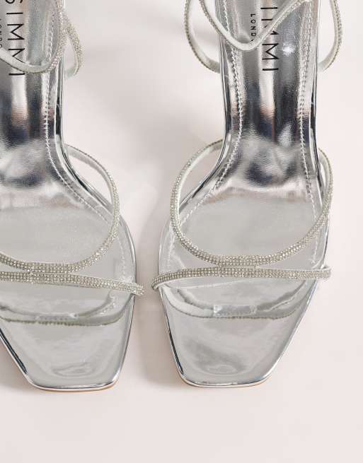 Simmi London Judy embellished heeled sandals in silver, 2 of 4
