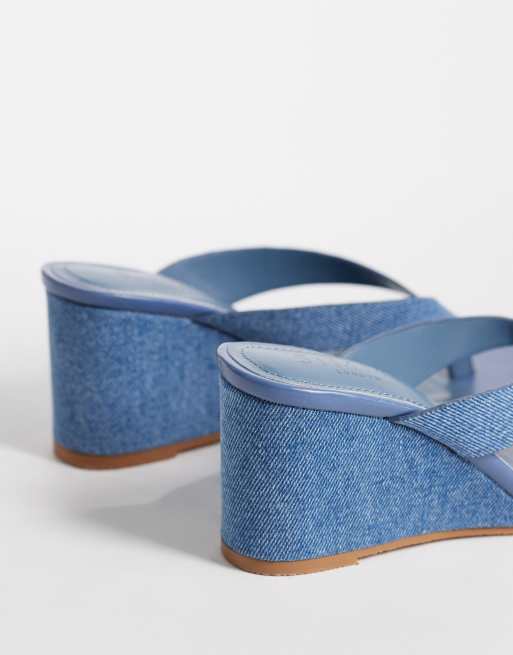 SIMMI London - Jules - Sandales compensées à entre-doigts - Bleu jean, 3 de 4