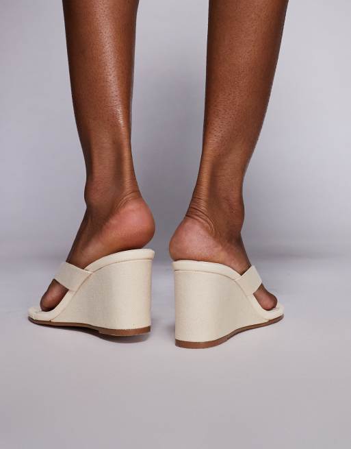 Simmi London - Jules - Sandales compensées larges en denim - Beige, 2 de 4