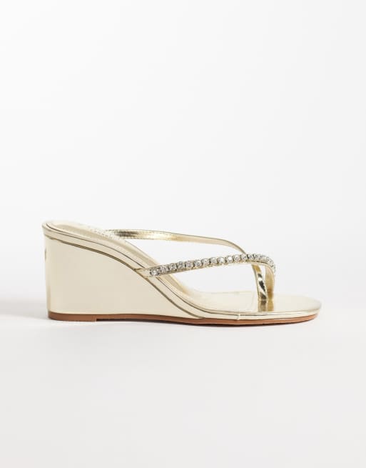 Simmi London - Julie - Sandali con zeppa color oro con decorazioni, 1 di 4
