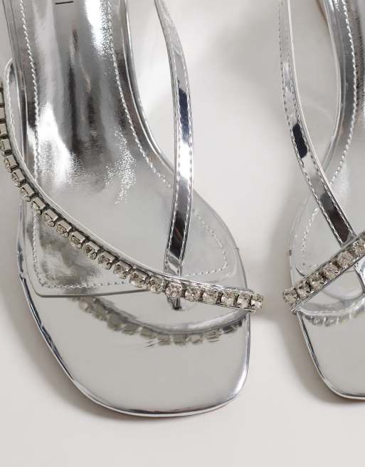 Simmi London Julie wedge sandals with embellishment in silver, 4 of 4