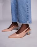 [SIMMI Shoes] Simmi London June pointed slingback kitten heels in beige patent-Neutral 36 Beige patent