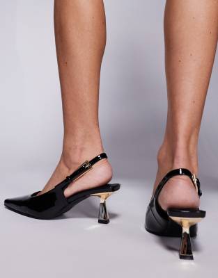 Simmi Shoes Simmi London June Pointed Slingback Kitten Heels In Black