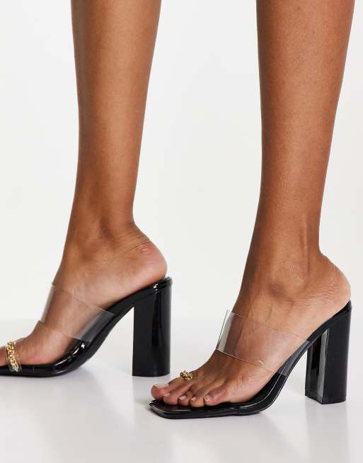 SIMMI London - Kailyn - Sandali a sabot con tacco neri e trasparenti