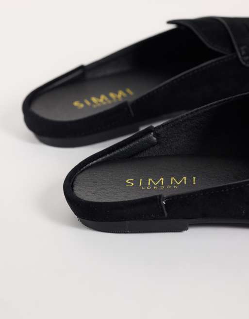 Simmi London Kaiya loafer mules in black Suedette, 3 of 4
