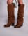 Simmi London Kalvin fold over knee high western boots in tan suede
