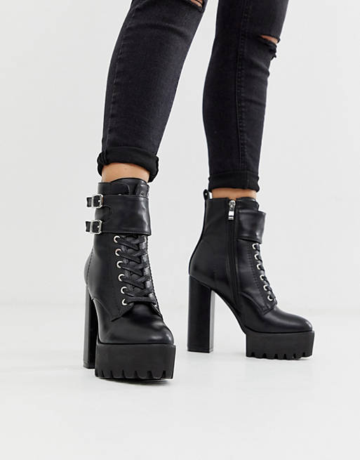Simmi London Kam black chunky lace up boots | ASOS