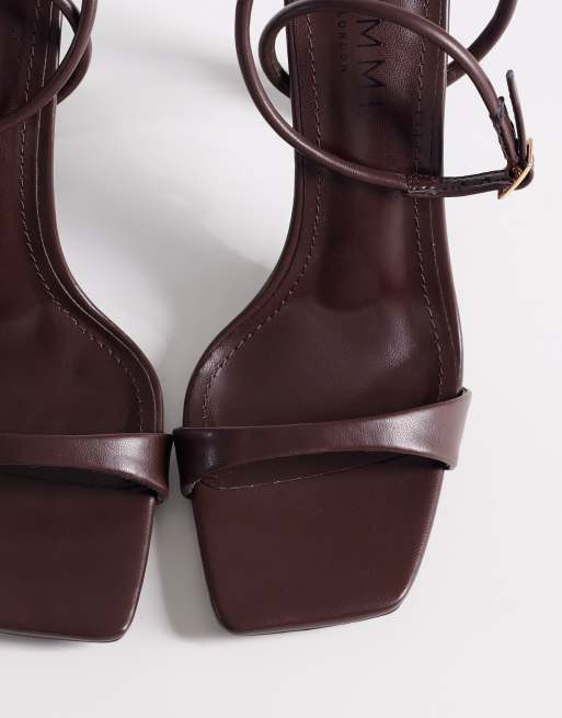 Simmi London Kareena barely there heeled sandals in chocolate, 2 of 4