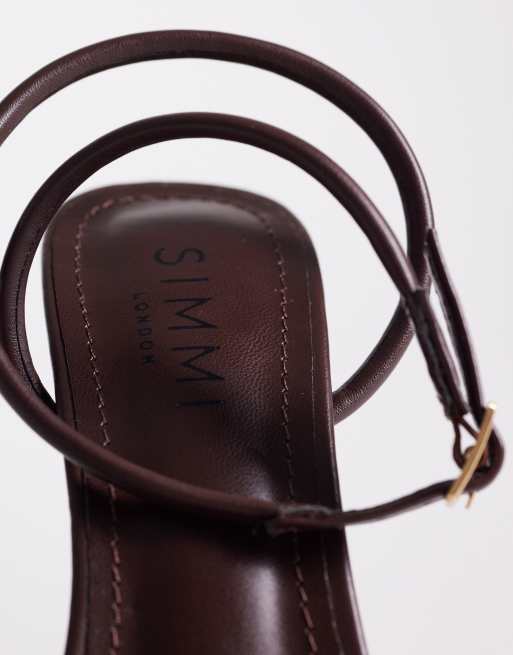 Simmi London Kareena barely there heeled sandals in chocolate, 4 of 4