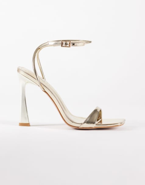 SIMMI London - Kareena - Guldfarvede barely there-sandaler med hæl - view 1