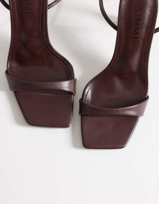 Simmi London - Kareena - Sandales larges minimalistes à talon - Chocolat, 3 de 4