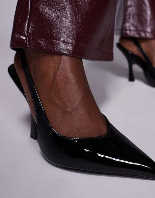 SIMMI London - Keely - Chaussures à talon à bride arrière - Noir verni, 4 de 4