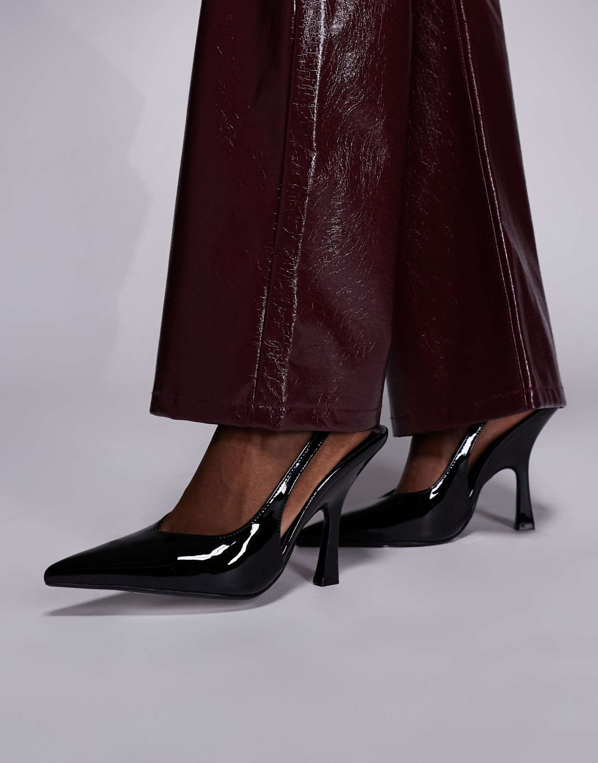 simmi london keely slingback heeled shoes in black patent