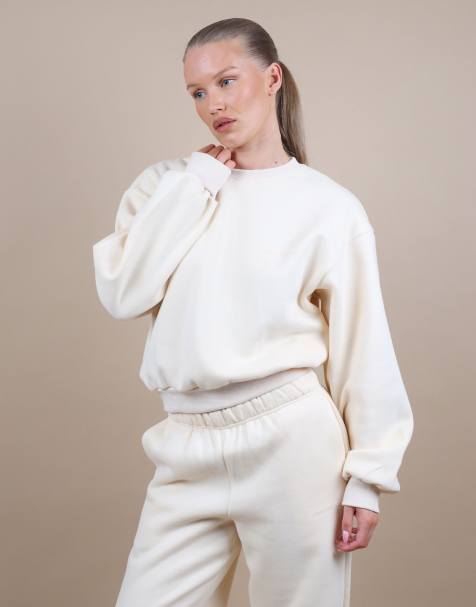 Simmi London Kendall oversized cropped sweatshirt in cream - view 1