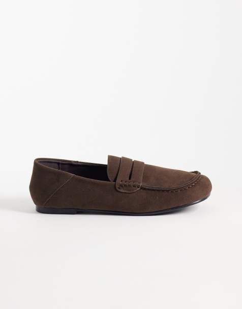 Simmi London – Kevy – Brązowe loafersy z imitacji zamszu - view 1