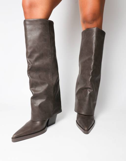 Simmi London Kiarra western foldover heeled boots in brown