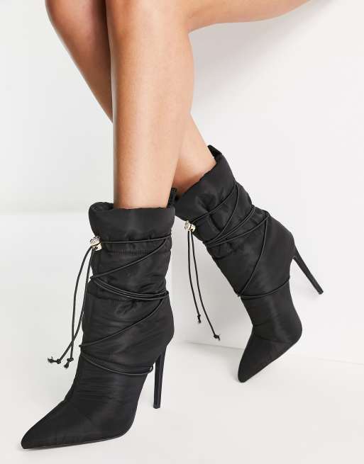 Black ankle 2025 boots stiletto heel