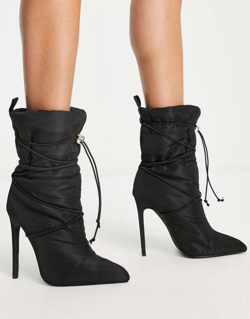 Simmi London Kiley padded stiletto heel ankle boots in black , 2 of 4