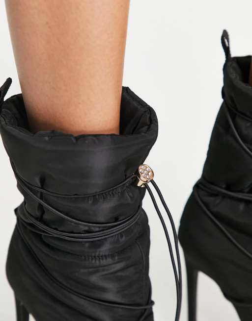 Simmi London Kiley padded stiletto heel ankle boots in black , 3 of 4