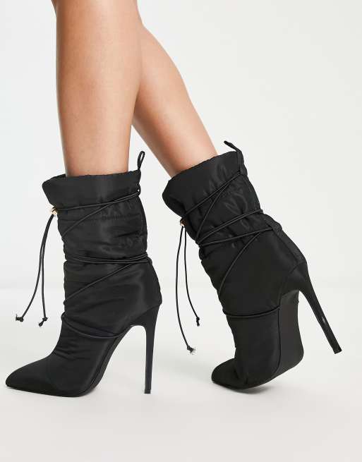 Simmi London Kiley padded stiletto heel ankle boots in black , 4 of 4