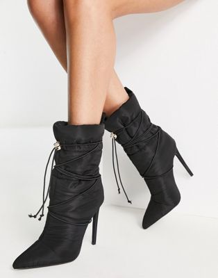 Simmi London Kiley padded stiletto heel ankle boots in black