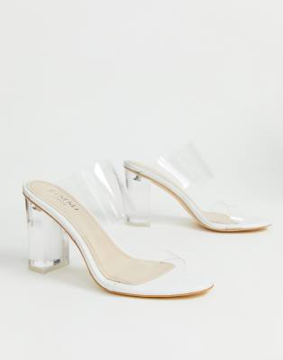 simmi london kimana white croc clear detail heeled sandals