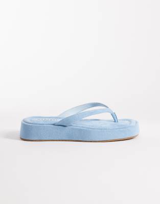 Simmi London Kimmie flatform sandals in light blue faux suedette
