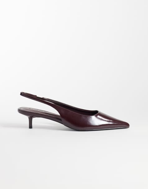 Simmi London kitten heel slingback shoes in burgundy - view 1